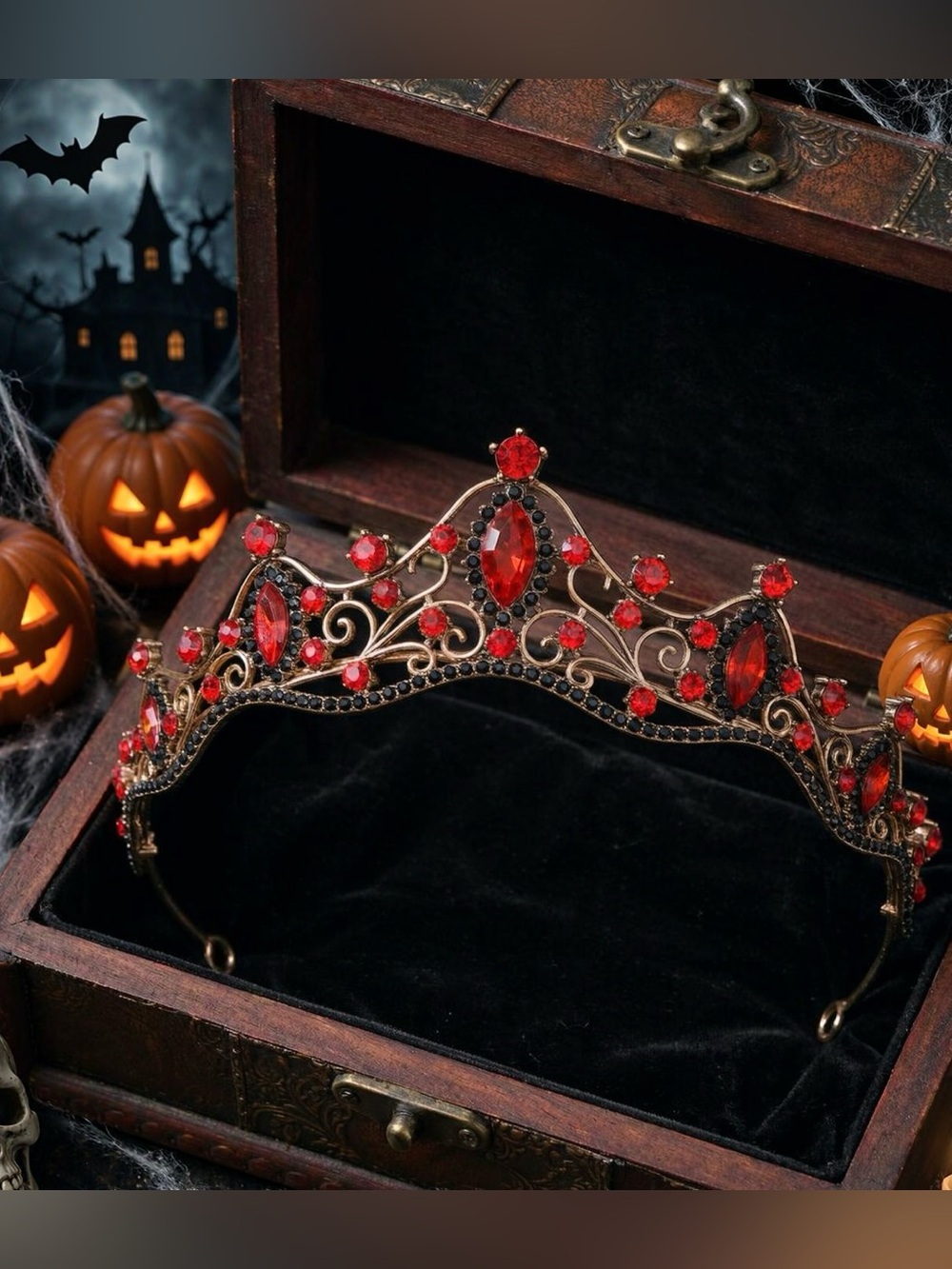 Red Crystal Tiara Crown - Women Accessories